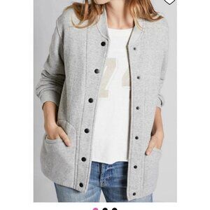 𝅺current Elliot CLASSIC VARSITY JACKET gray button closure sweater sz M